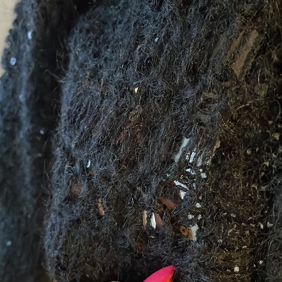 EXPRESS sequins embellished mohair wool black evening shrug cardigan bolero S - Picture 4 of 12